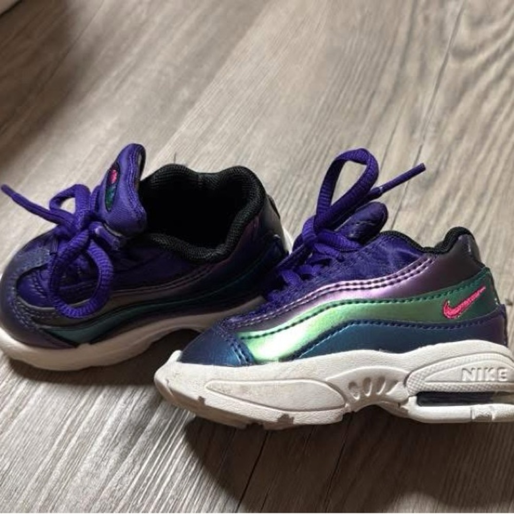 Nike Purple and Green Sneakers with Air Max Technology